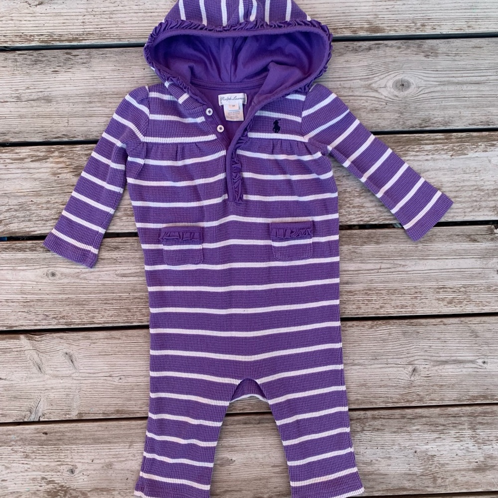 Ralph Lauren Baby Girl Striped Coverall 9mo